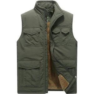 Men's Outdoor Casual Stand Collar Padded Work Vest Coat